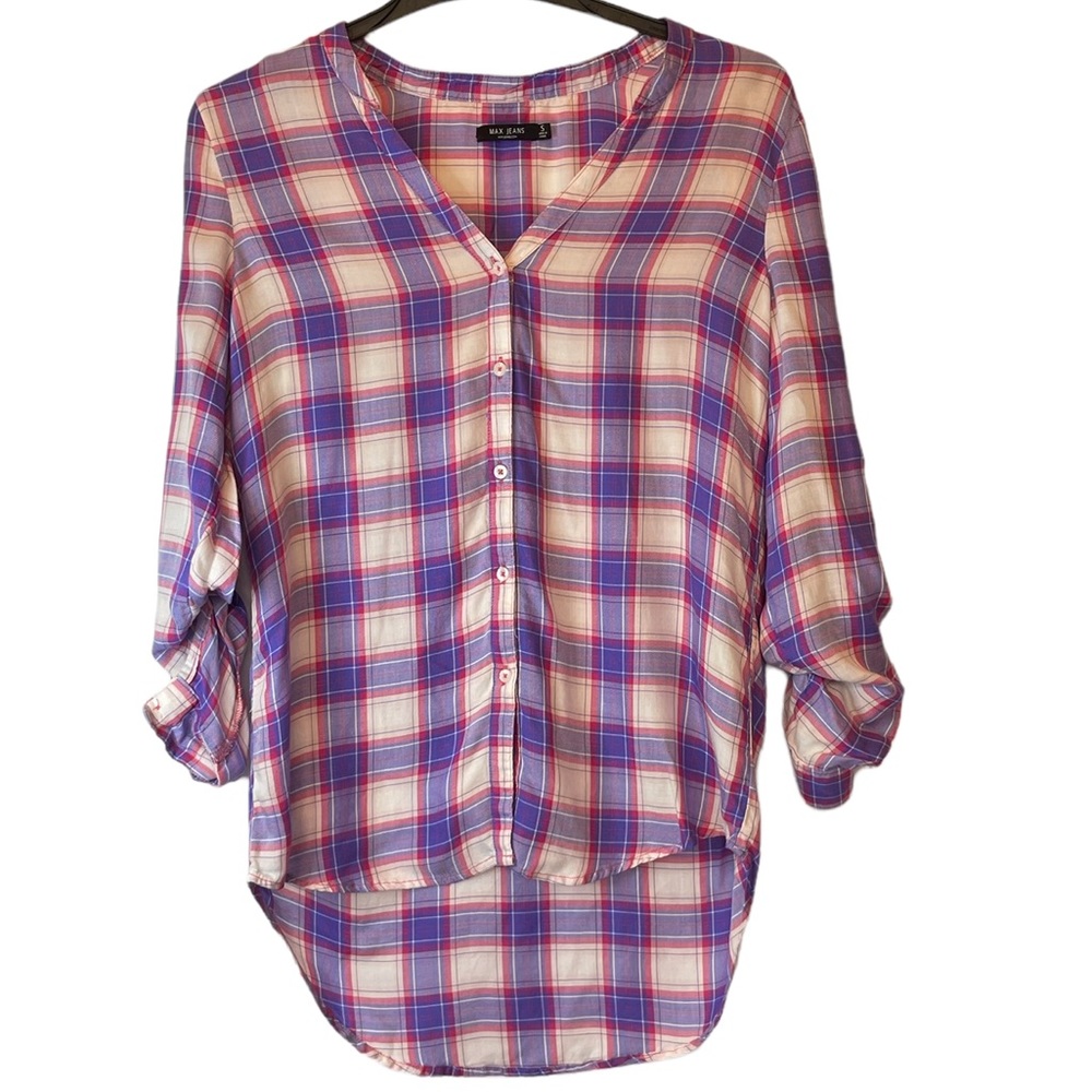 Max Jeans Long Sleeve Plaid Long Shirt Sz S